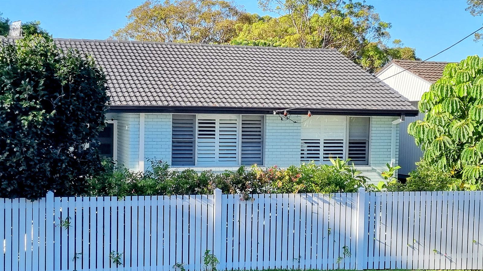 Nelson Bay front garden after the white boundary fence, privacy planting and garden redesign