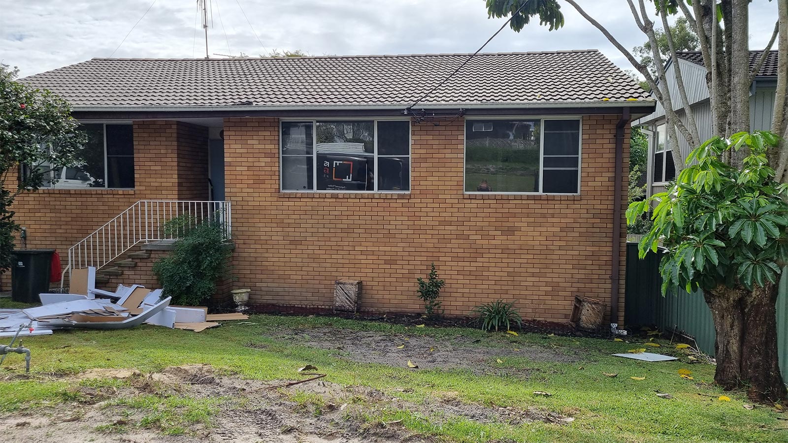 Nelson Bay front garden before the privacy planting, fencing and landscaping improvements